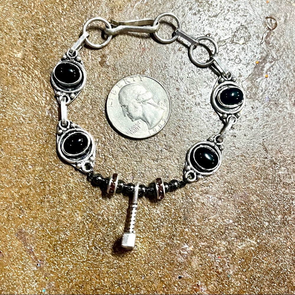 Thor’s Hammer Mjolnir Black Onyx Bracelet - Picture 1 of 9